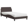 Letto con Materasso Marrone Scuro 100x200 cm in Tessuto