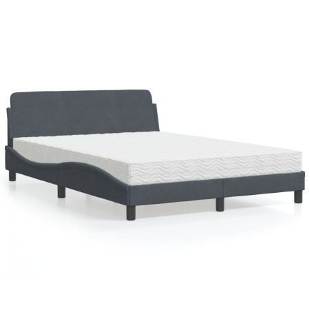 Letto con Materasso Grigio Scuro 120x200 cm in Velluto