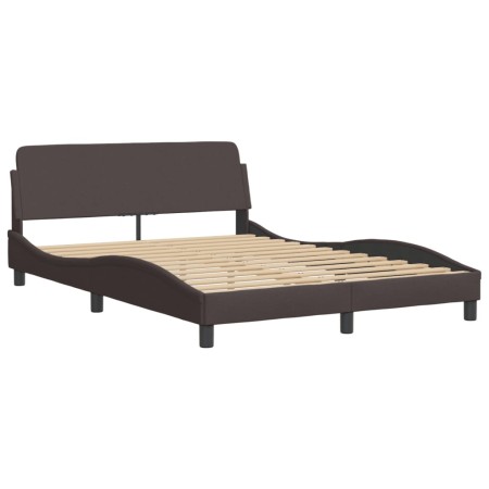 Letto con Materasso Marrone Scuro 140x190cm Tessuto