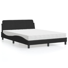 Letto con Materasso Nero 140x190 cm in Velluto