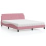 Letto con Materasso Rosa 160x200 cm in Velluto