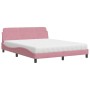 Letto con Materasso Rosa 160x200 cm in Velluto