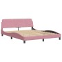 Letto con Materasso Rosa 160x200 cm in Velluto