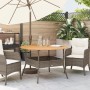 Tavolo Giardino Piano Legno Acacia Grigio Ø110x71 cm Polyrattan