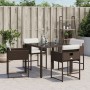 Sedie da Giardino con Cuscini 4 pz Marroni in Polyrattan