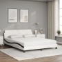 Letto con Materasso Bianco e Nero 160x200cm Similpelle