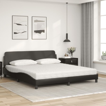 Letto con Materasso Nero 180x200 cm in Similpelle