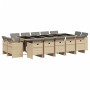 Set Pranzo da Giardino 15 pz con Cuscini Beige Misto Polyrattan