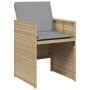 Set Pranzo da Giardino 11 pz con Cuscini Beige Misto Polyrattan