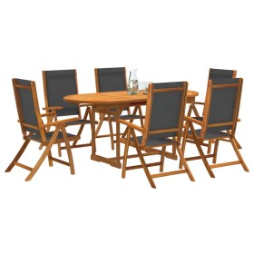 Set Pranzo da Giardino 7pz Legno Massello di Acacia e Textilene