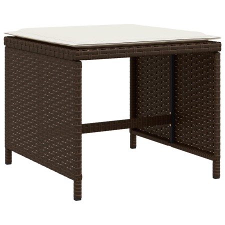 Sgabelli Giardino con Cuscini 4pz Marroni 40x40x35cm Polyrattan