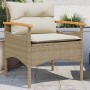 Set Divano da Giardino 3 pz con Cuscini Beige in Polyrattan