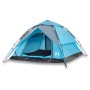 Tenda a Cupola da Campeggio 4 Persone Blu a Rilascio Rapido