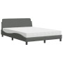 Letto con Materasso Grigio Scuro 140x190 cm Tessuto