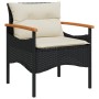 Set Divani da Giardino 3 pz con Cuscini in Polyrattan Nero