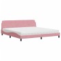 Letto con Materasso Rosa 200x200 cm in Velluto