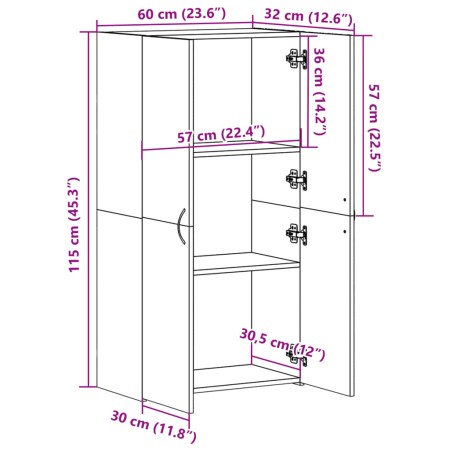 Schedario Grigio Sonoma 60x32x115 cm in Legno Multistrato