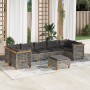 Set Divano da Giardino 8 pz con Cuscini Grigio in Polyrattan