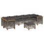 Set Divano da Giardino 8 pz con Cuscini Grigio in Polyrattan