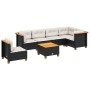 Set Divani da Giardino con Cuscini 7pz Nero Polyrattan