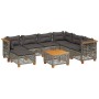 Set Divano da Giardino 8 pz con Cuscini Grigio in Polyrattan