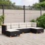 Set Divano da Giardino 6 pz con Cuscini Nero in Polyrattan