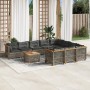 Set Divani da Giardino 11 pz con Cuscini in Polyrattan Grigio