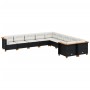 Set Divani da Giardino 10pz con Cuscini in Polyrattan Nero