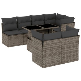 Set Divano da Giardino 8 pz con Cuscini Grigio in Polyrattan