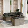 Set Divano da Giardino 8 pz con Cuscini Grigio in Polyrattan