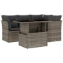 Set Divano da Giardino 5 pz con Cuscini Grigio in Polyrattan