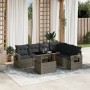 Set Divani da Giardino 7 pz con Cuscini Grigio in Polyrattan