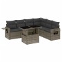 Set Divani da Giardino 7 pz con Cuscini Grigio in Polyrattan