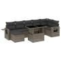 Set Divano da Giardino 8 pz con Cuscini Grigio in Polyrattan