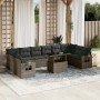 Set Divani da Giardino 11 pz con Cuscini in Polyrattan Grigio