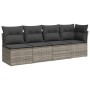 Set Divani da Giardino 11 pz con Cuscini in Polyrattan Grigio