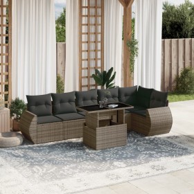 Set Divani da Giardino 7 pz con Cuscini Grigio in Polyrattan