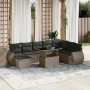 Set Divano da Giardino 9 pz con Cuscini Grigio in Polyrattan