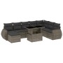 Set Divano da Giardino 9 pz con Cuscini Grigio in Polyrattan