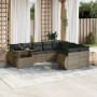 Set Divano da Giardino 10 pz con Cuscini Grigio in Polyrattan