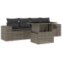 Set Divano da Giardino 5 pz con Cuscini Grigio in Polyrattan