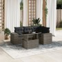 Set Divano da Giardino 5 pz con Cuscini Grigio in Polyrattan