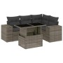 Set Divano da Giardino 5 pz con Cuscini Grigio in Polyrattan