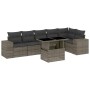 Set Divani da Giardino 7 pz con Cuscini Grigio in Polyrattan