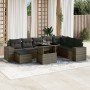 Set Divano da Giardino 9 pz con Cuscini Grigio in Polyrattan