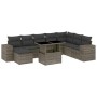 Set Divano da Giardino 9 pz con Cuscini Grigio in Polyrattan