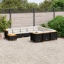 Set Divani da Giardino 11 pz con Cuscini in Polyrattan Nero