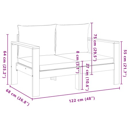 Set Divani da Giardino 4pz con Cuscini Legno Massello di Acacia