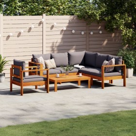 Set Divano da Giardino 5 pz con Cuscini Legno Massello Acacia