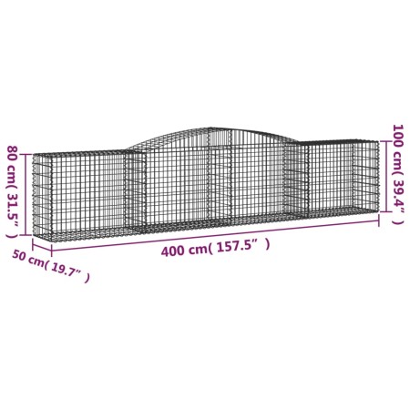 Cesti Gabbioni ad Arco 3 pz 400x50x80/100 cm Ferro Zincato